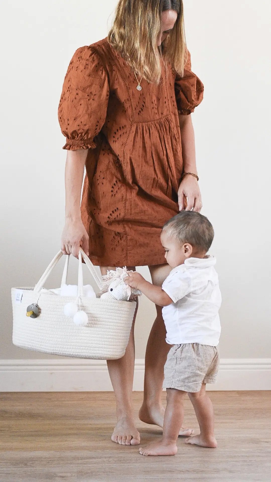 Rope Nappy Caddy- Beige