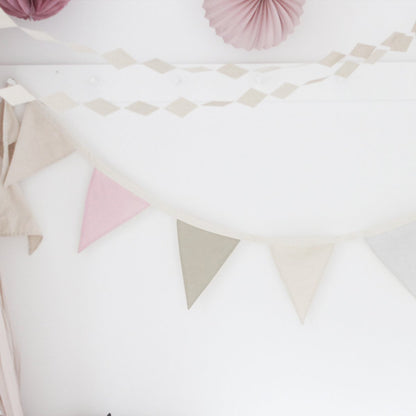 Bunting- white, beige and rose