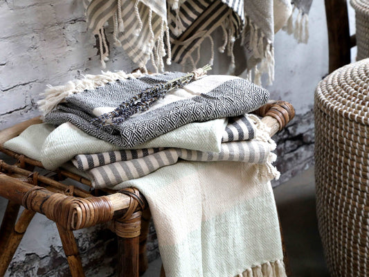 Éternel Hammam Throw / Towel Black Stripes freeshipping - Generosa