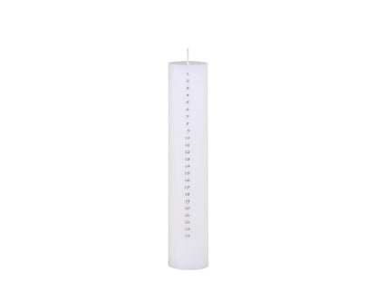 White Advent Candle with Gold Numbers